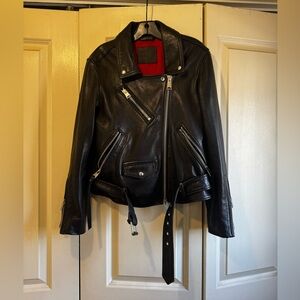 All Saints Billie Black Leather Moto Jacket size Small
